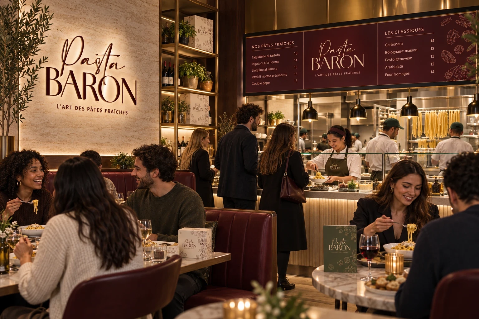 Intérieur du restaurant Pasta Baron.