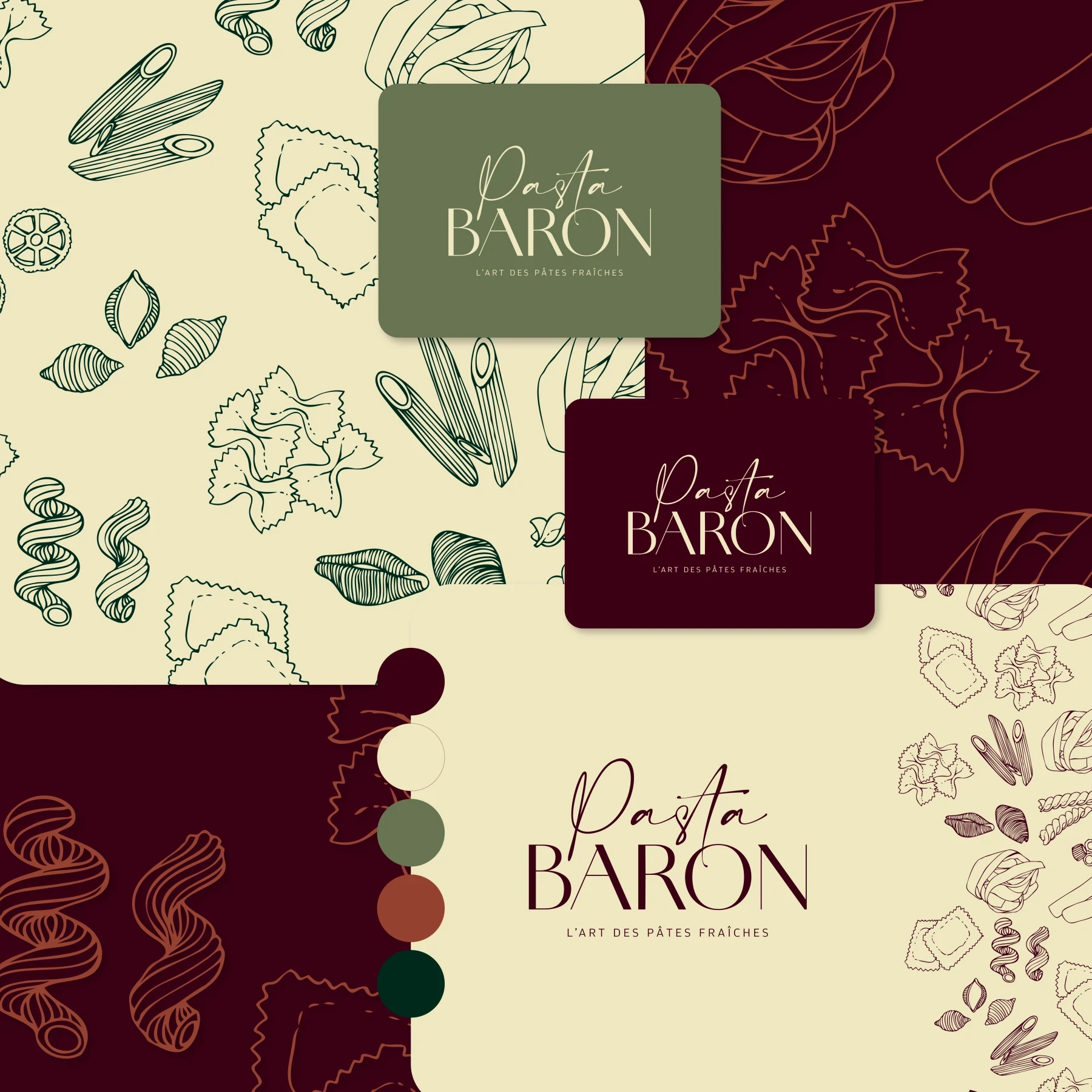 Identité visuelle et illustrations Pasta Baron.